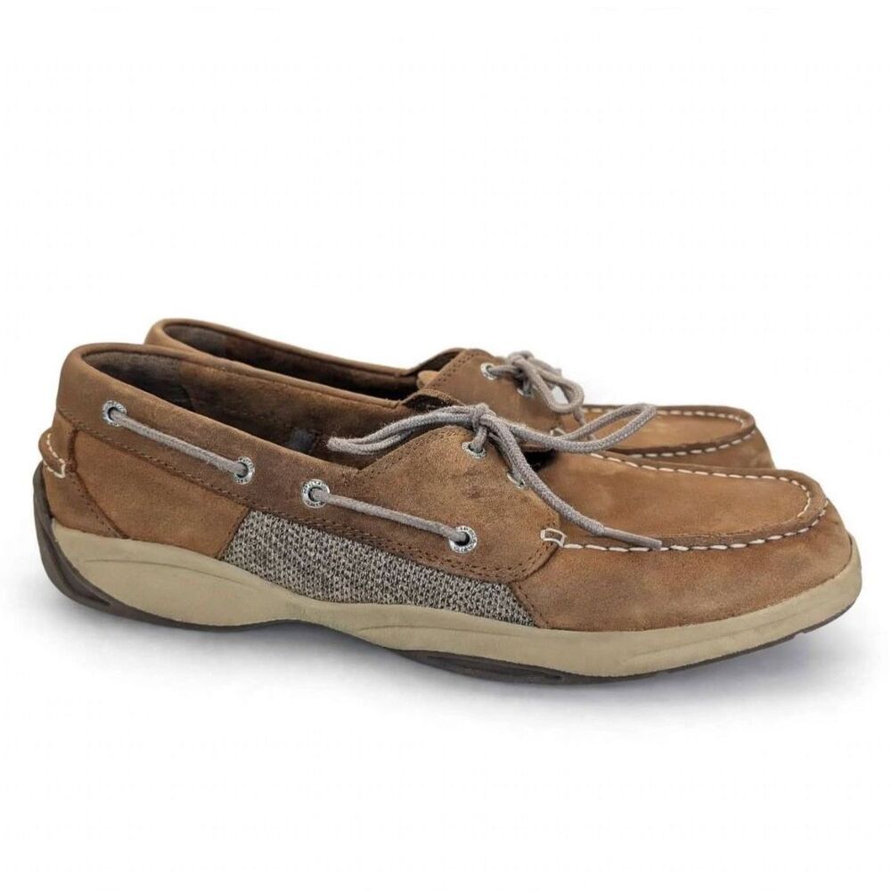 Sperry Top-Sider Intrepid 2-Eye Boat Shoes Mens 13 Tan Nubuck Leather STS21592